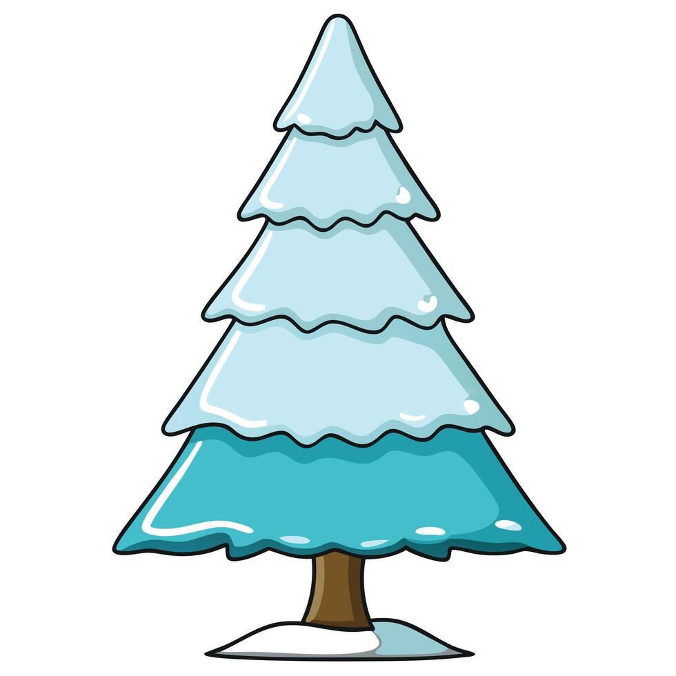 A cartoon christmas tree with blue and white vector