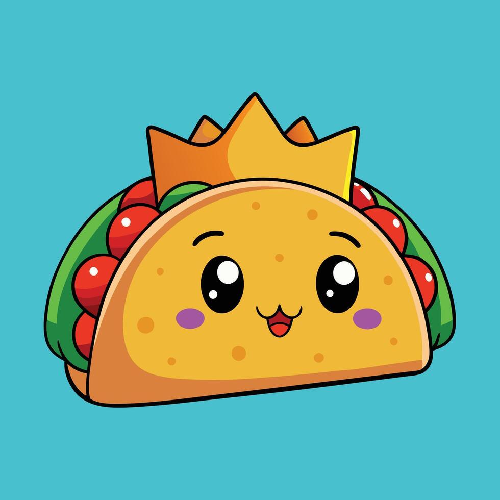 A cartoon taco with a crown on it vector