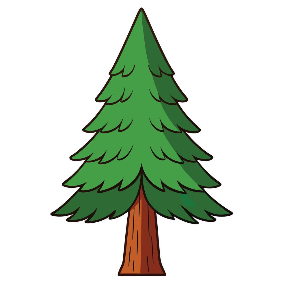 A cartoon pine tree with a white background vector