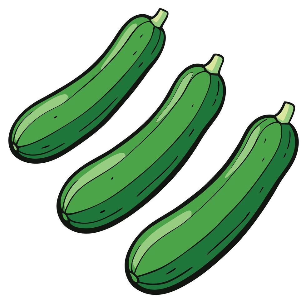 Three cucumbers on a white background vector