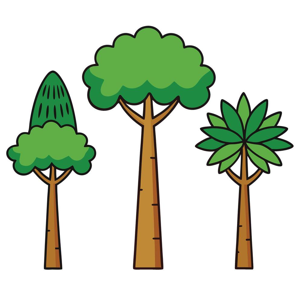 Three trees with different shapes and sizes vector