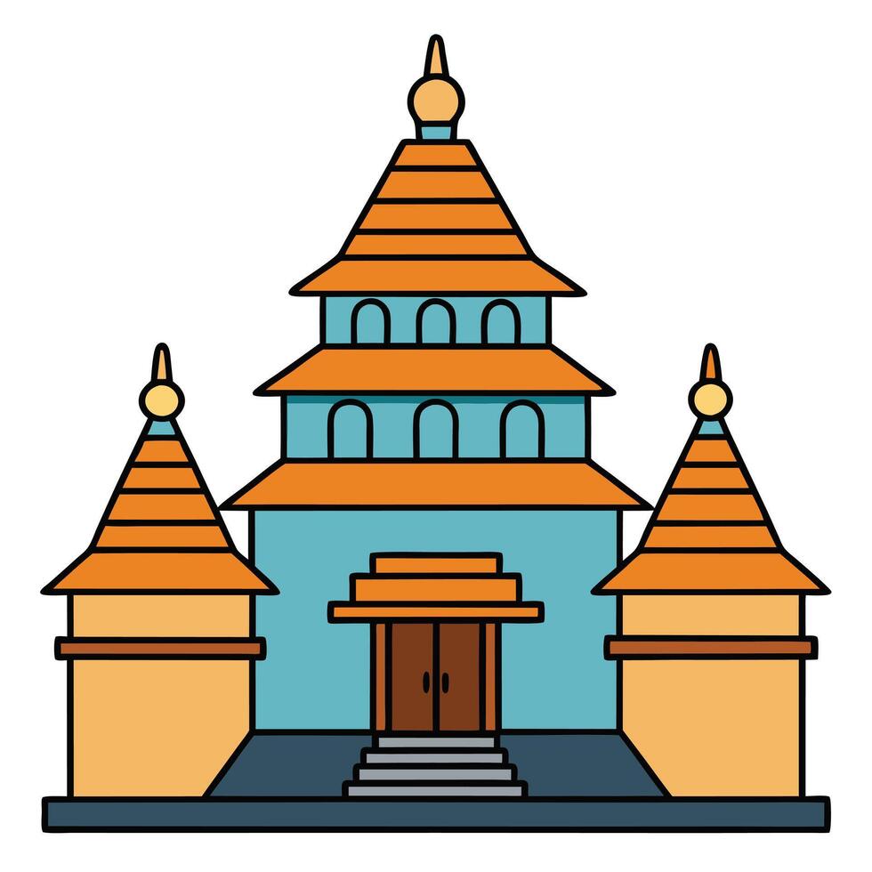 An illustration of a temple with two towers vector