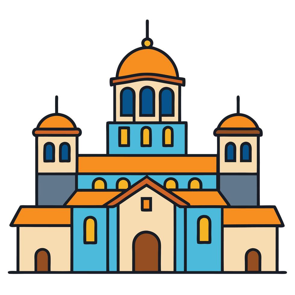 A church icon with two domes and a tower vector