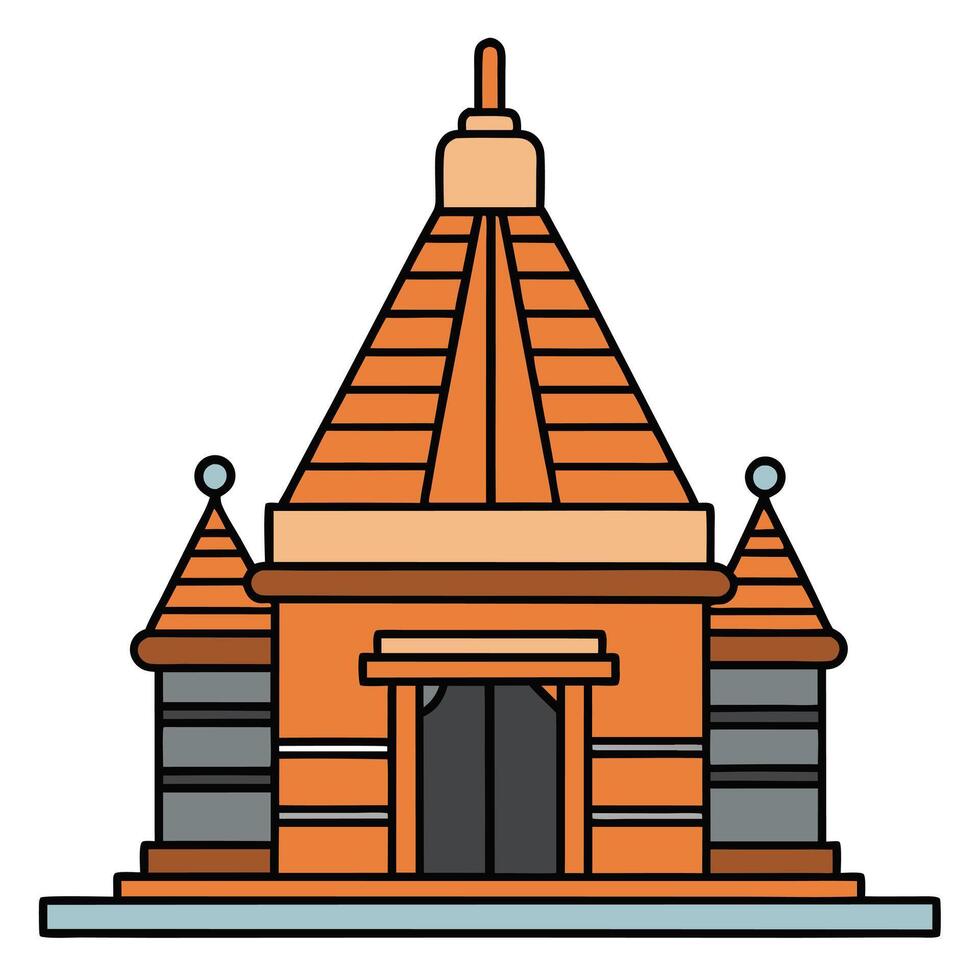An orange temple with a roof on top vector