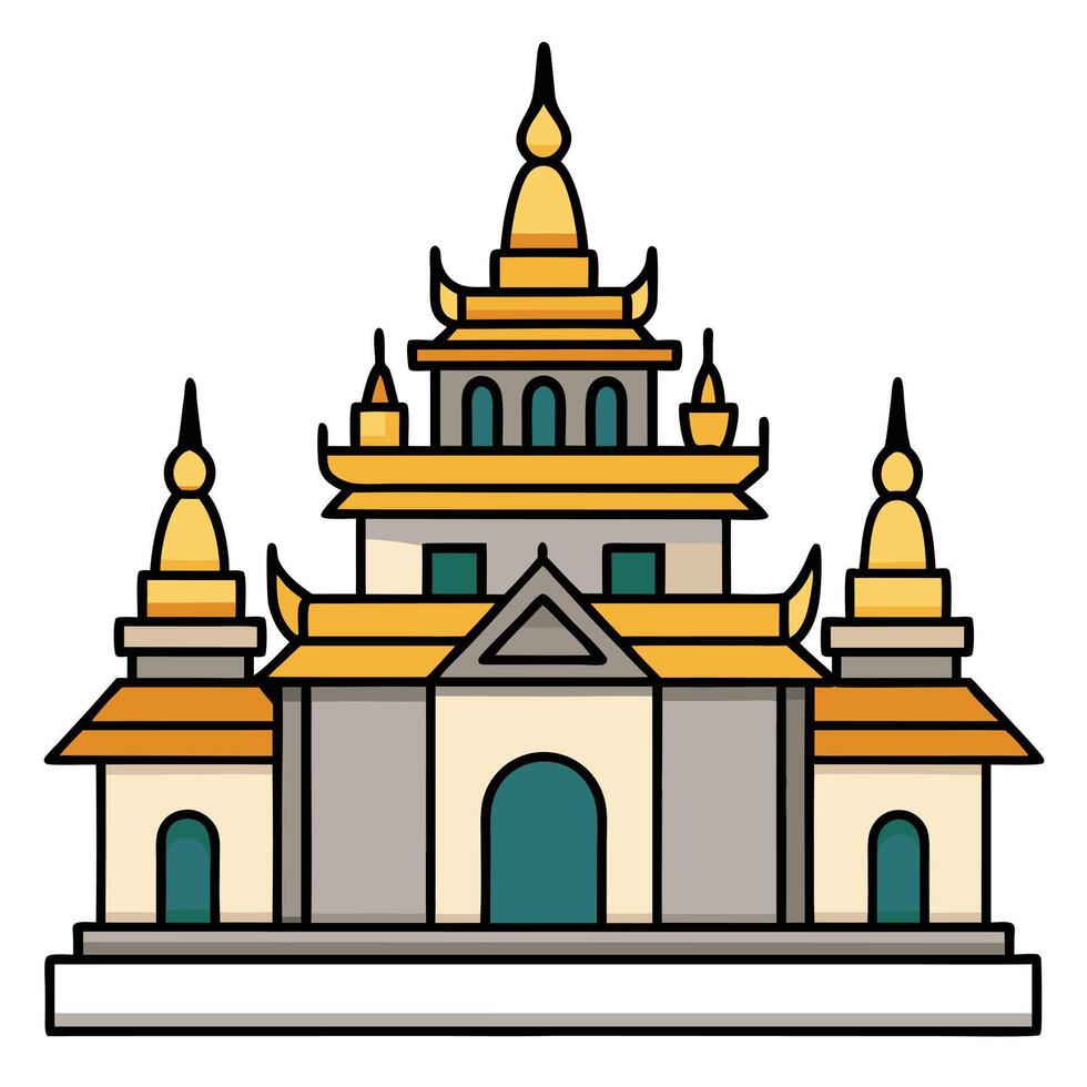 A golden temple with a golden roof vector