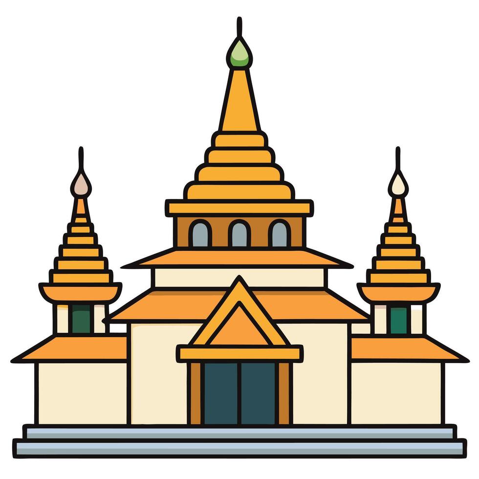 A temple icon with a golden roof vector