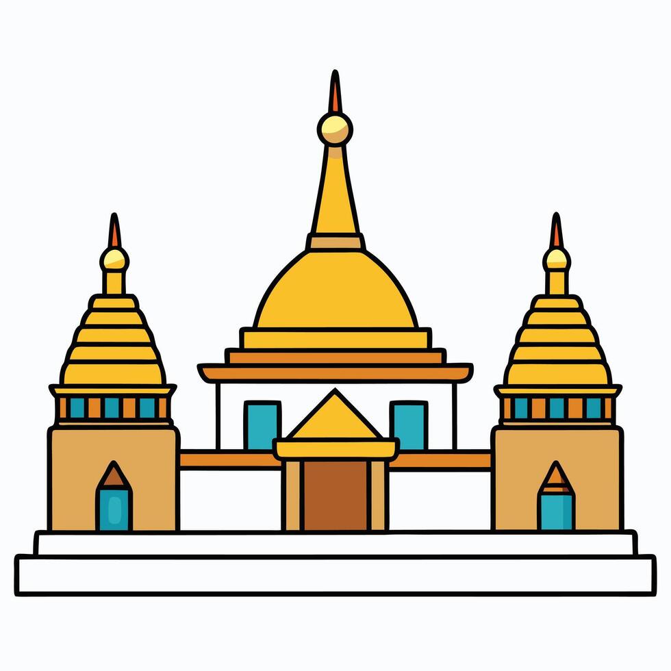 A golden temple with two domes on top vector