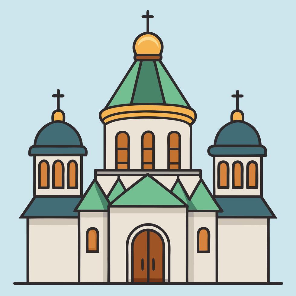 A church with two domes and a cross on top vector