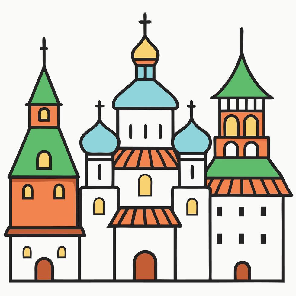 An illustration of a church with a tower vector