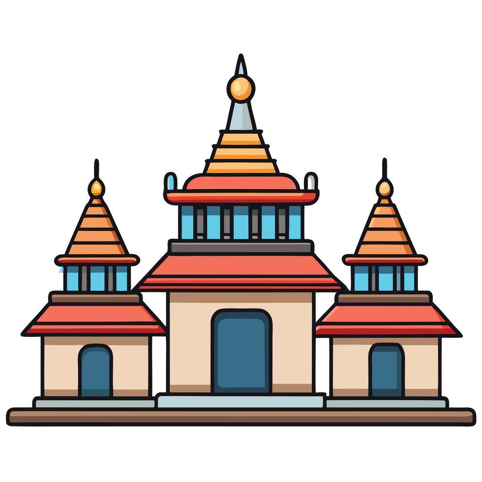 An illustration of a temple with two towers vector