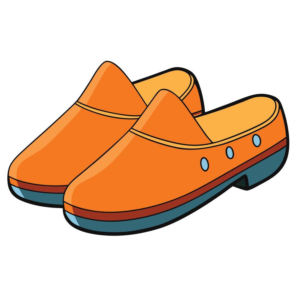 An orange pair of clogs on a white background vector