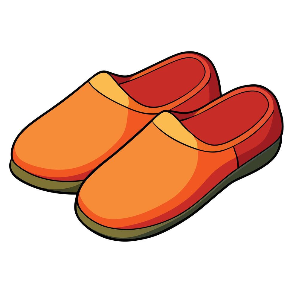 Orange clogs shoes icon in cartoon style vector