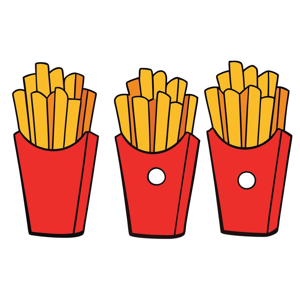 French fries in red containers illustration vector