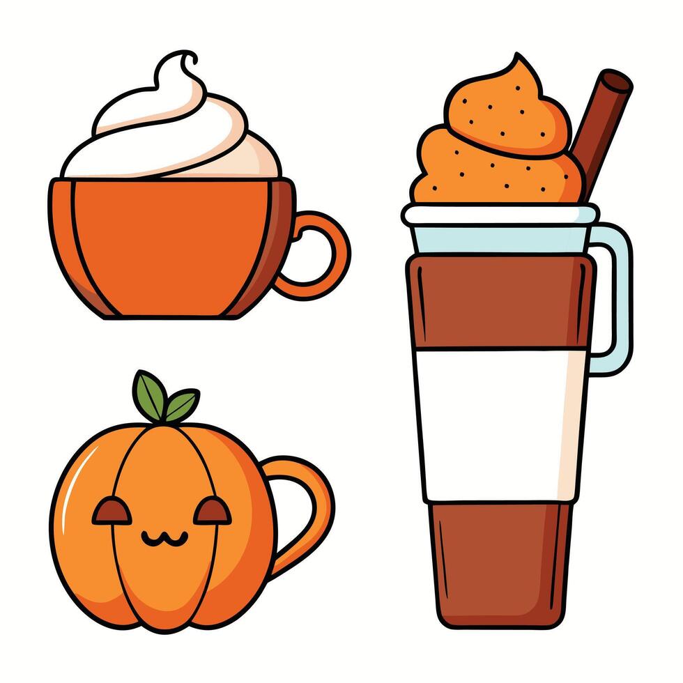 Cute pumpkin coffee, pumpkin spice latte, pumpkin spice latte, pumpkin spice latte vector