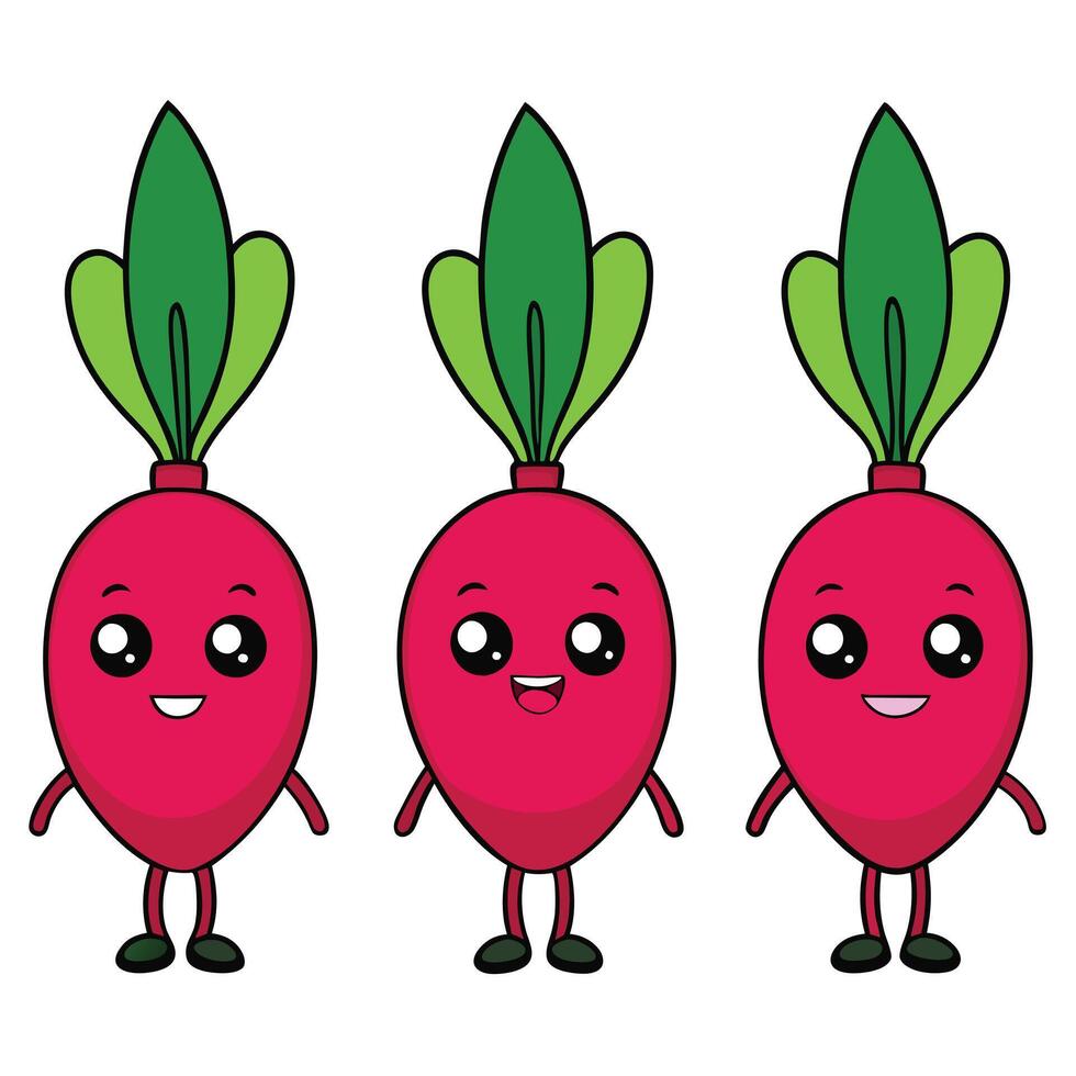 Radish cartoon characters illustration vector