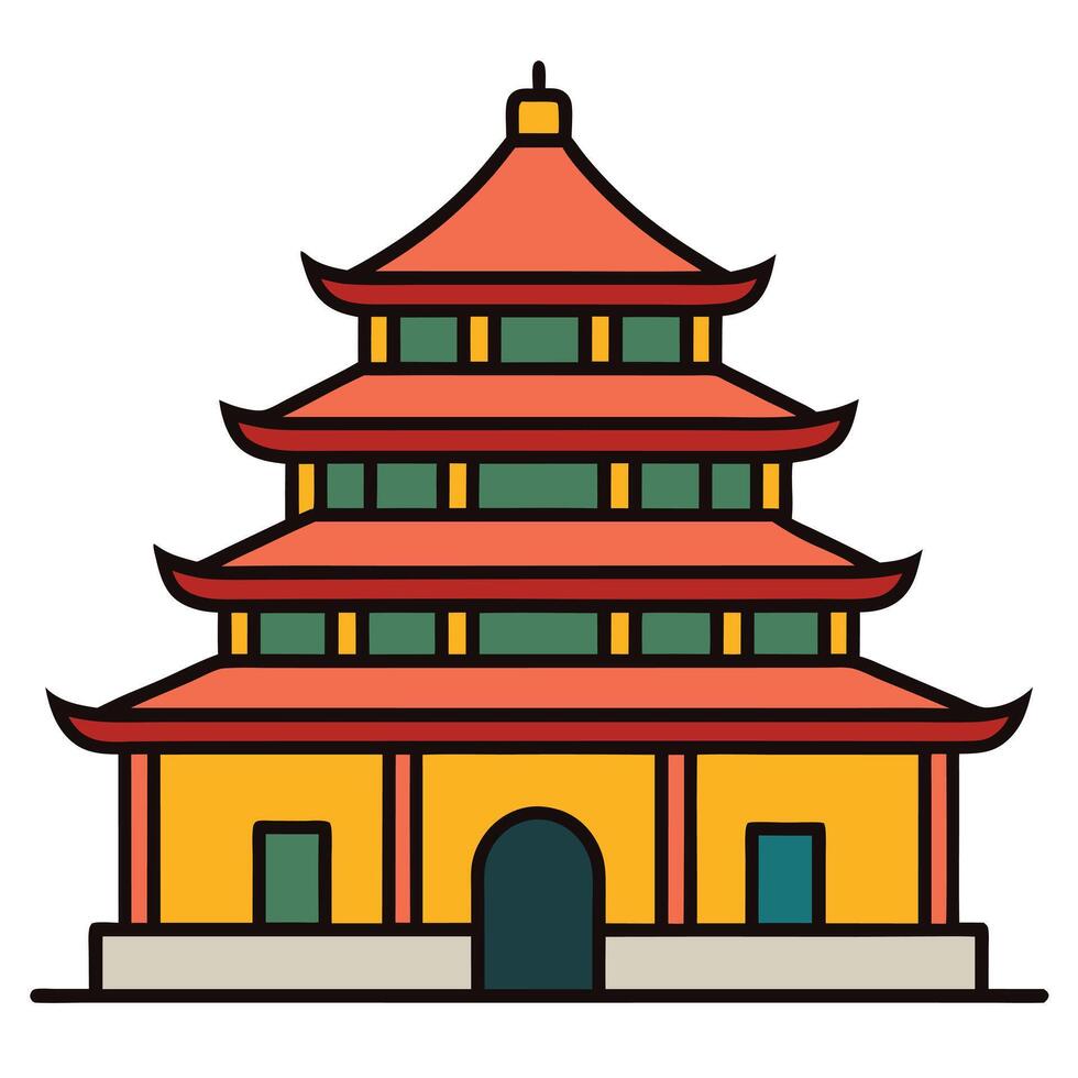 Chinese temple icon illustration vector