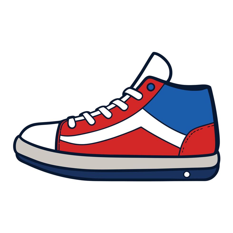 A red, white and blue sneaker vector