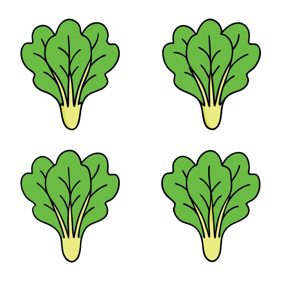 A set of four green leaves with one in the middle vector