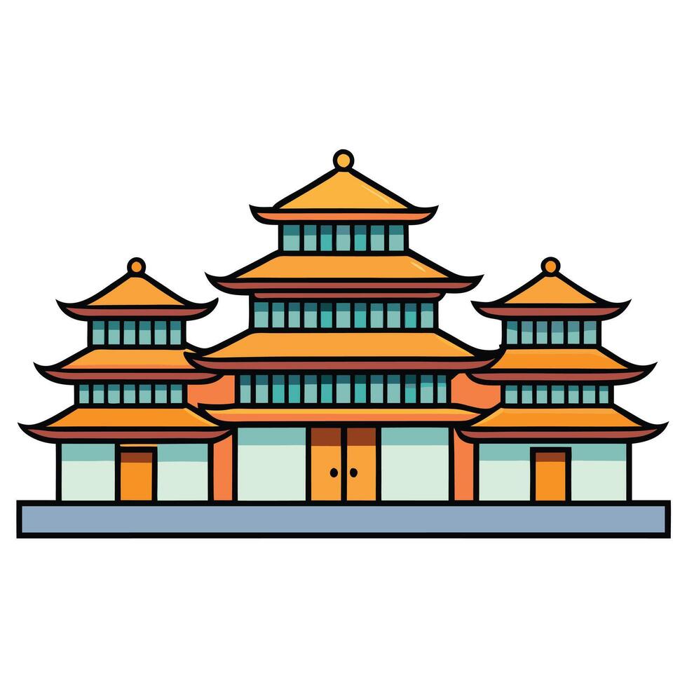Chinese temple icon illustration vector