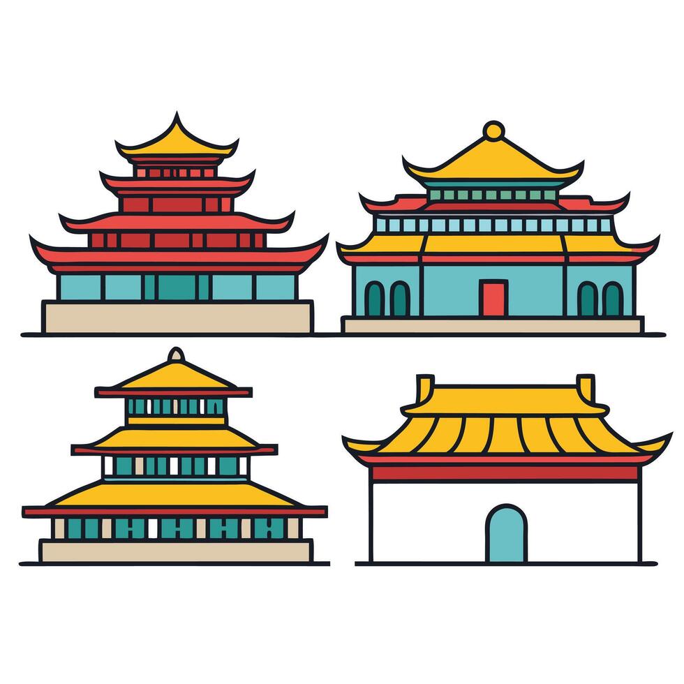 Chinese architecture illustration illustration vector
