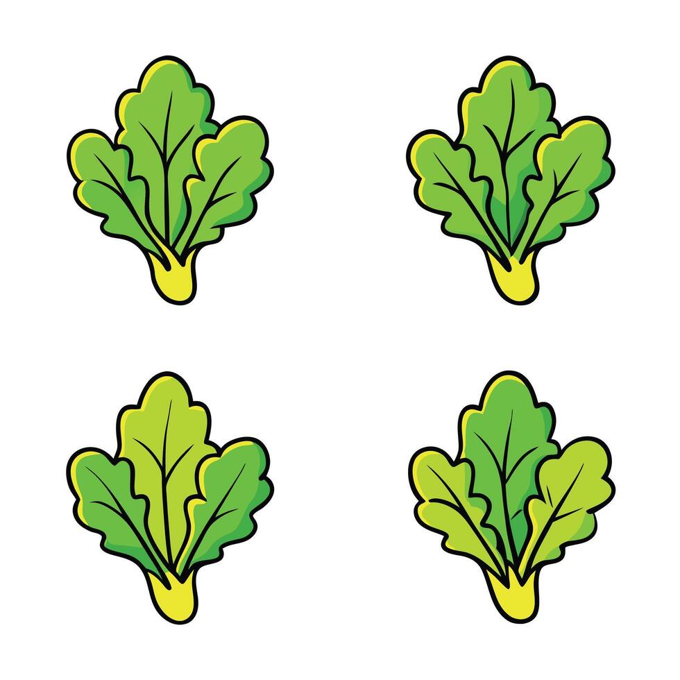 A set of four leaves of green vegetables vector