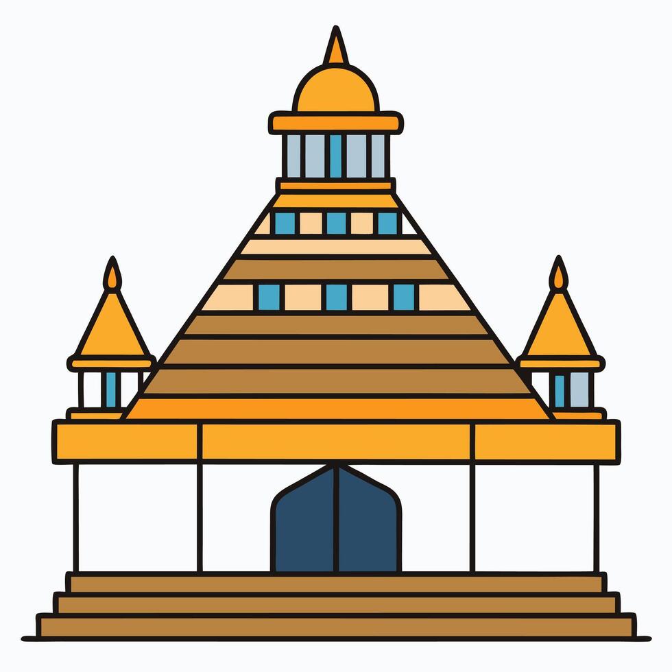 An illustration of a temple with a golden roof vector