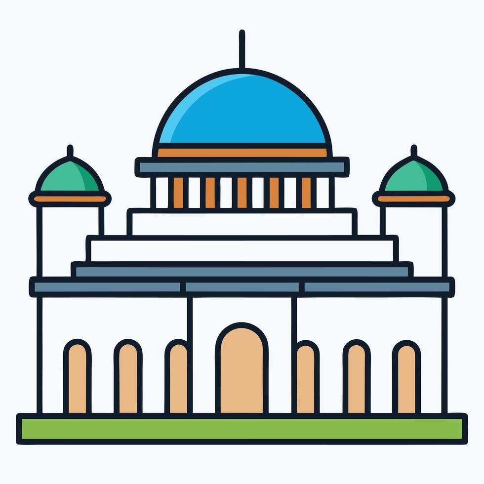 A mosque with a dome on top vector