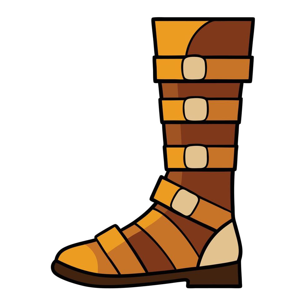 A cartoon boot with straps and buckles vector