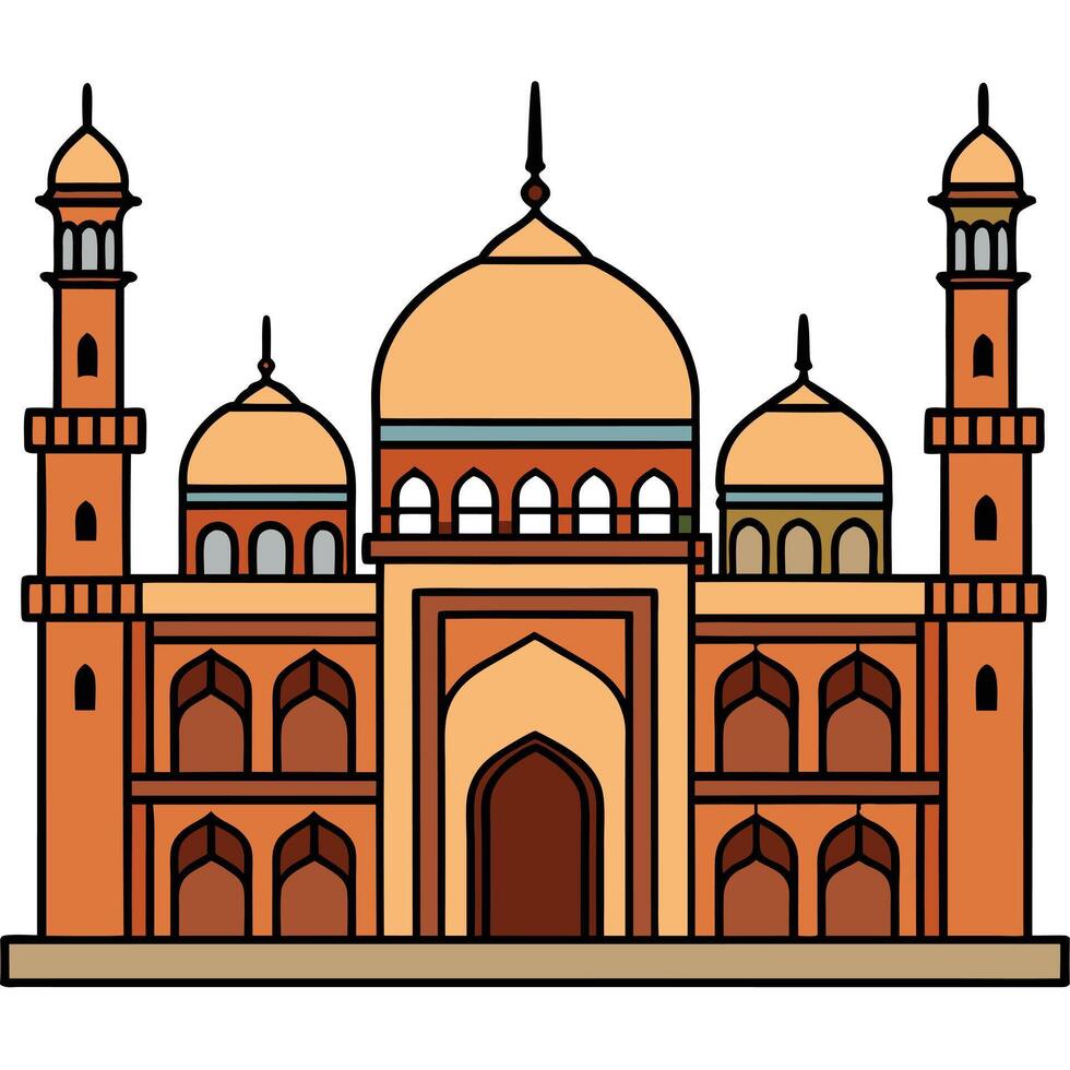 A mosque with two domes and a tower vector