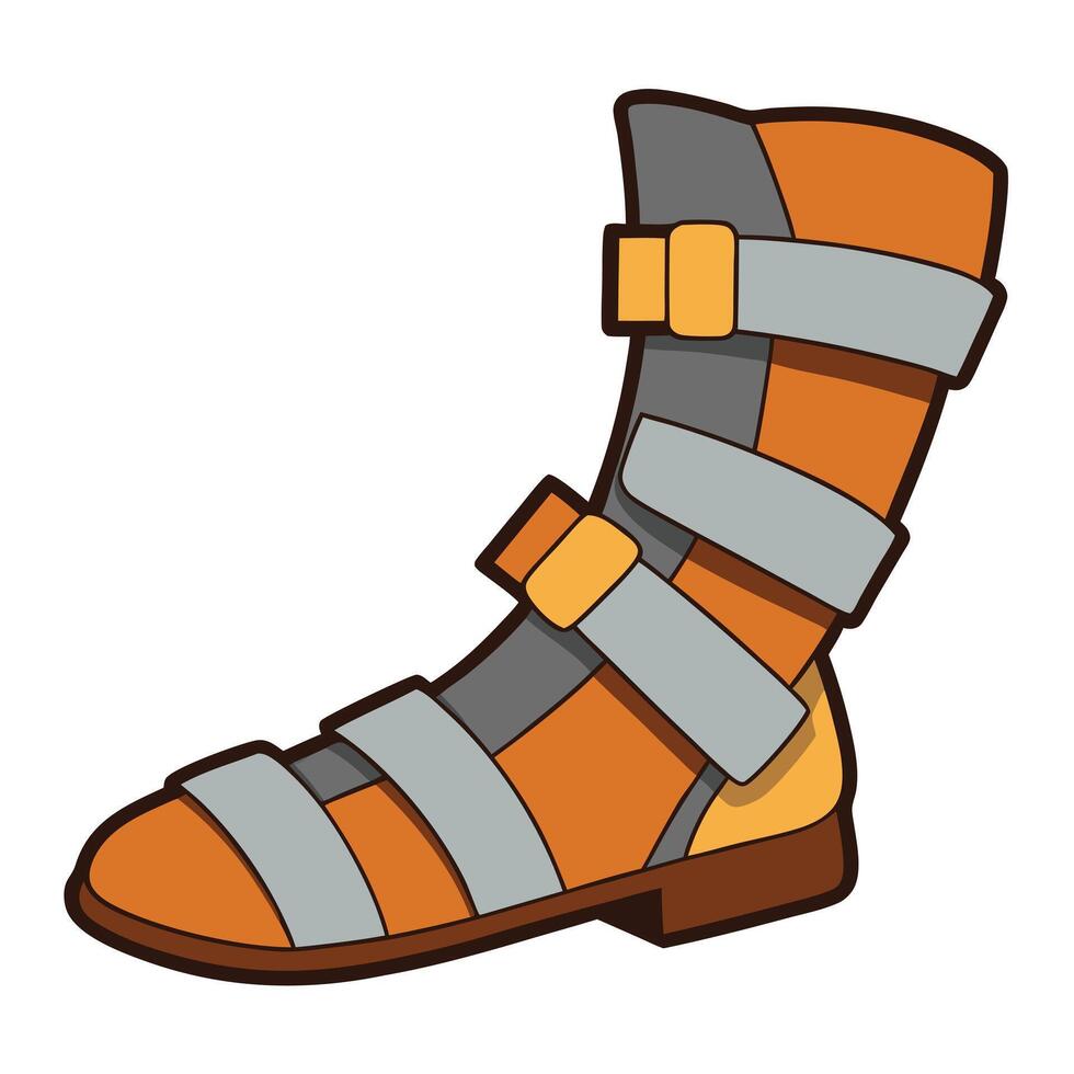 An orange and gray boot with straps vector