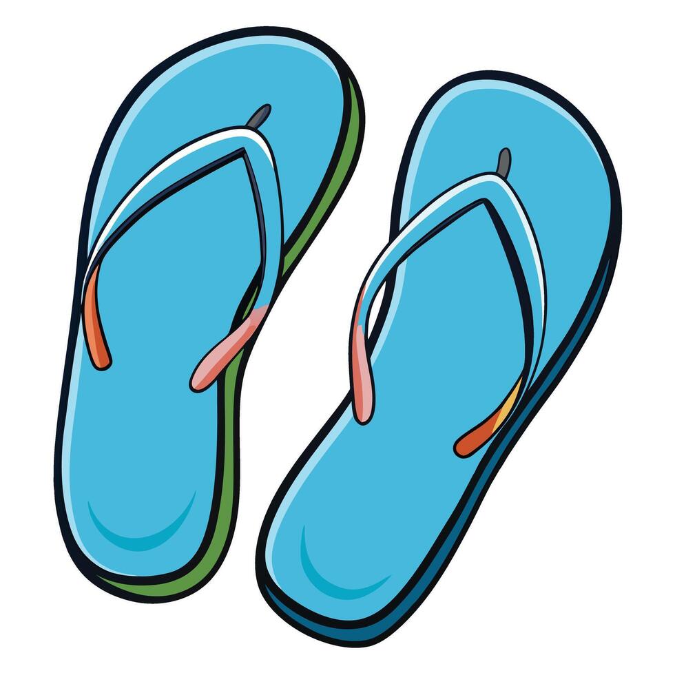 A pair of blue flip flops on a white background vector