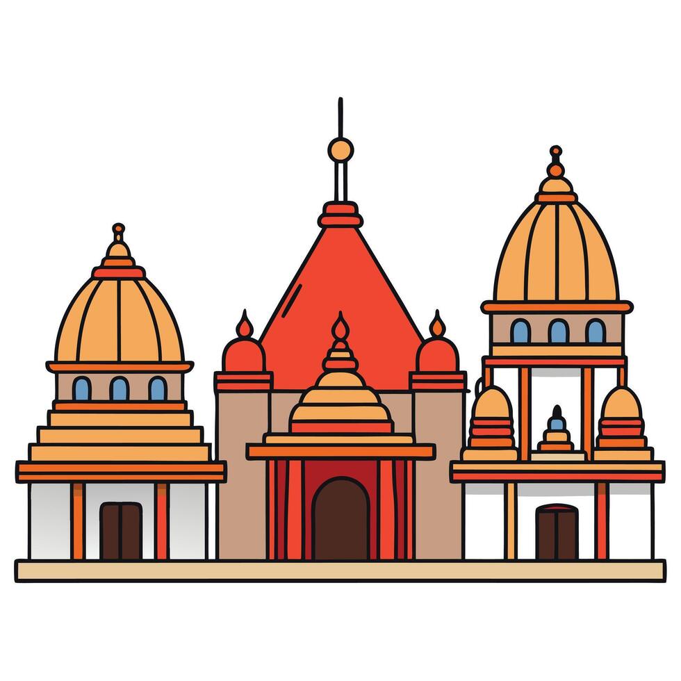 An illustration of a temple with a red roof vector
