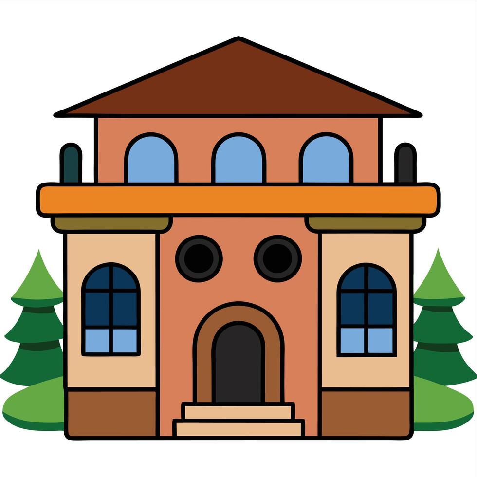 A house with a tree in the background vector