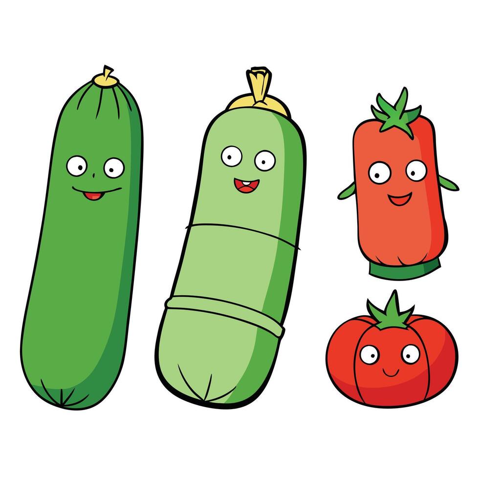 A cartoon vegetable with faces and eyes vector