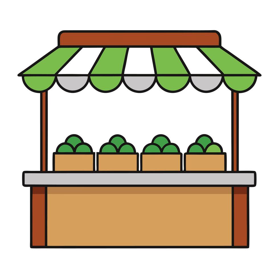 A fruit stand with green vegetables on it vector