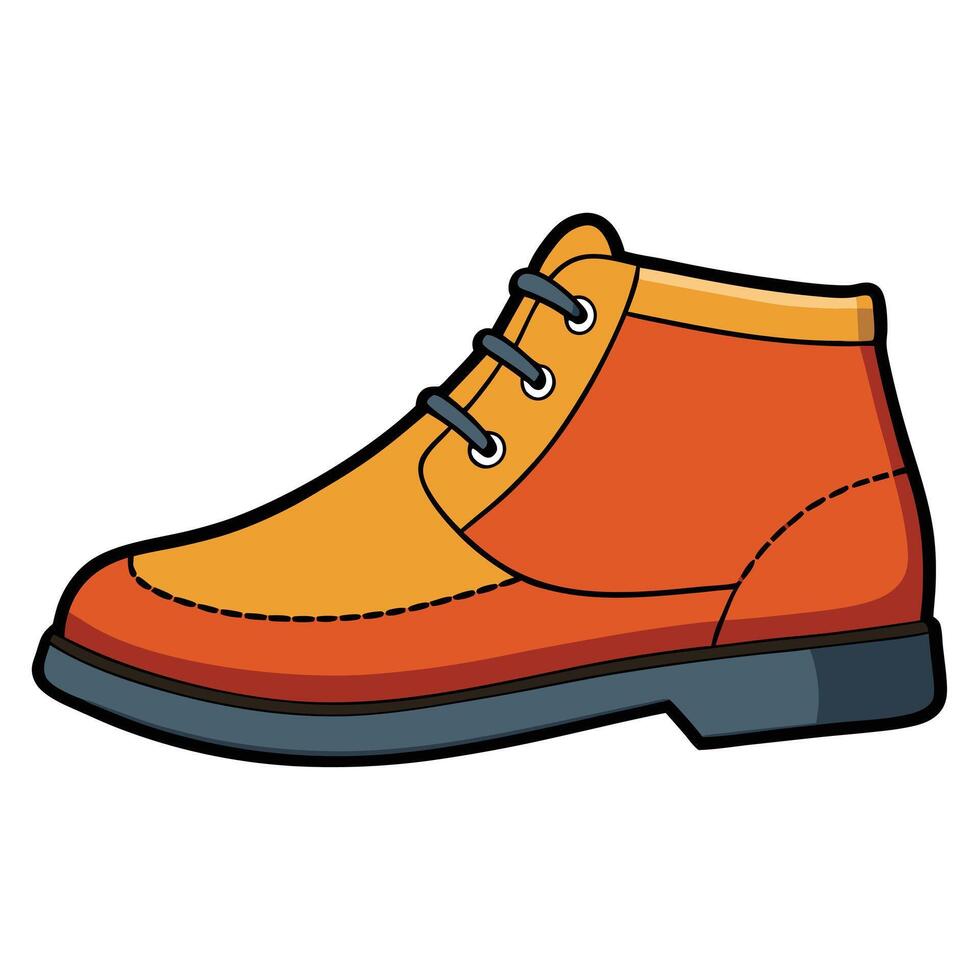 An orange boot with a black sole vector