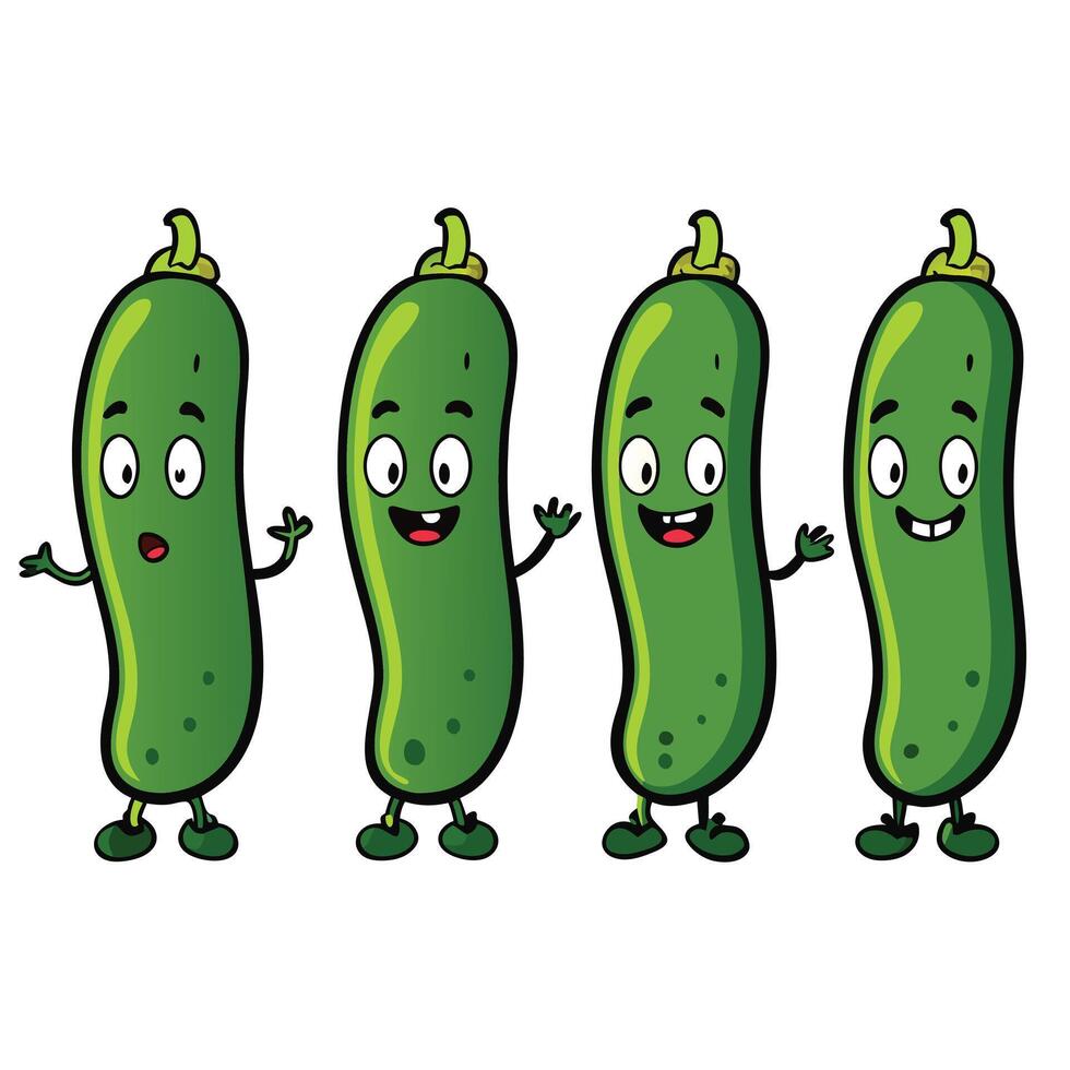 Cute cartoon cucumbers illustration vector