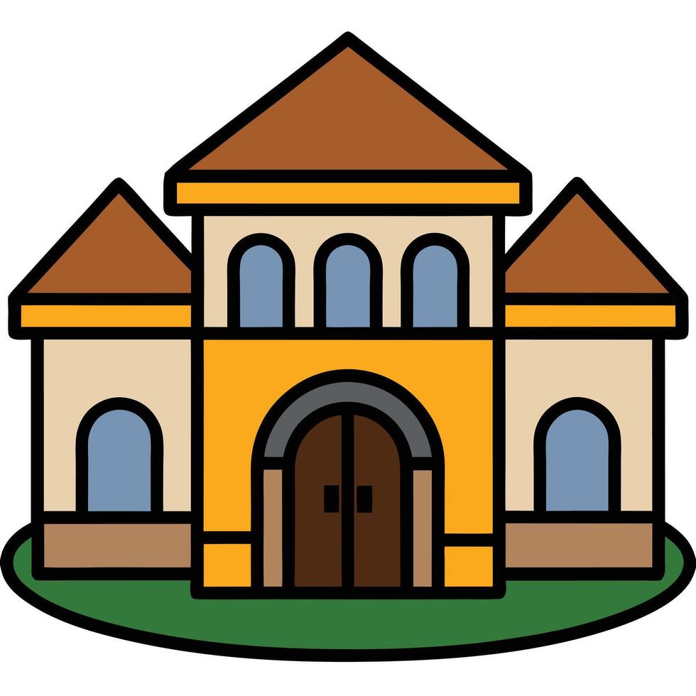 A house with a brown roof and brown door vector