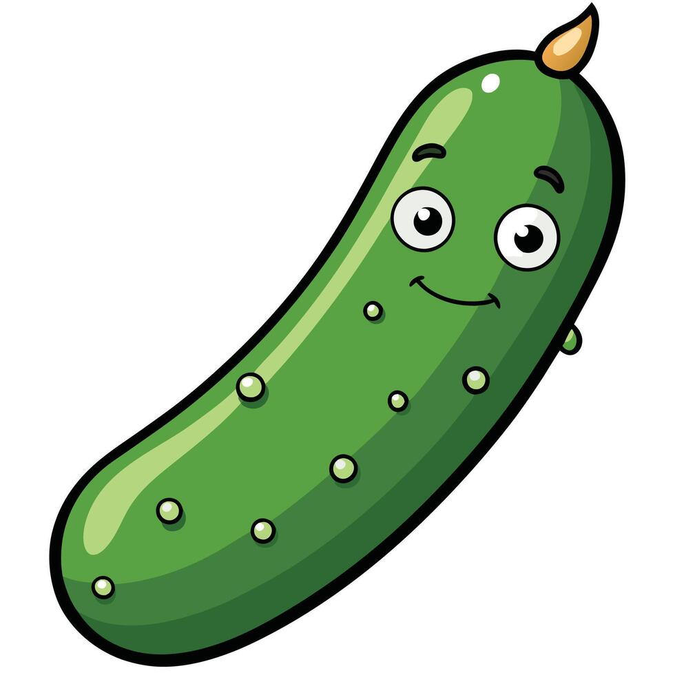 A cartoon pickle with eyes and a smile vector