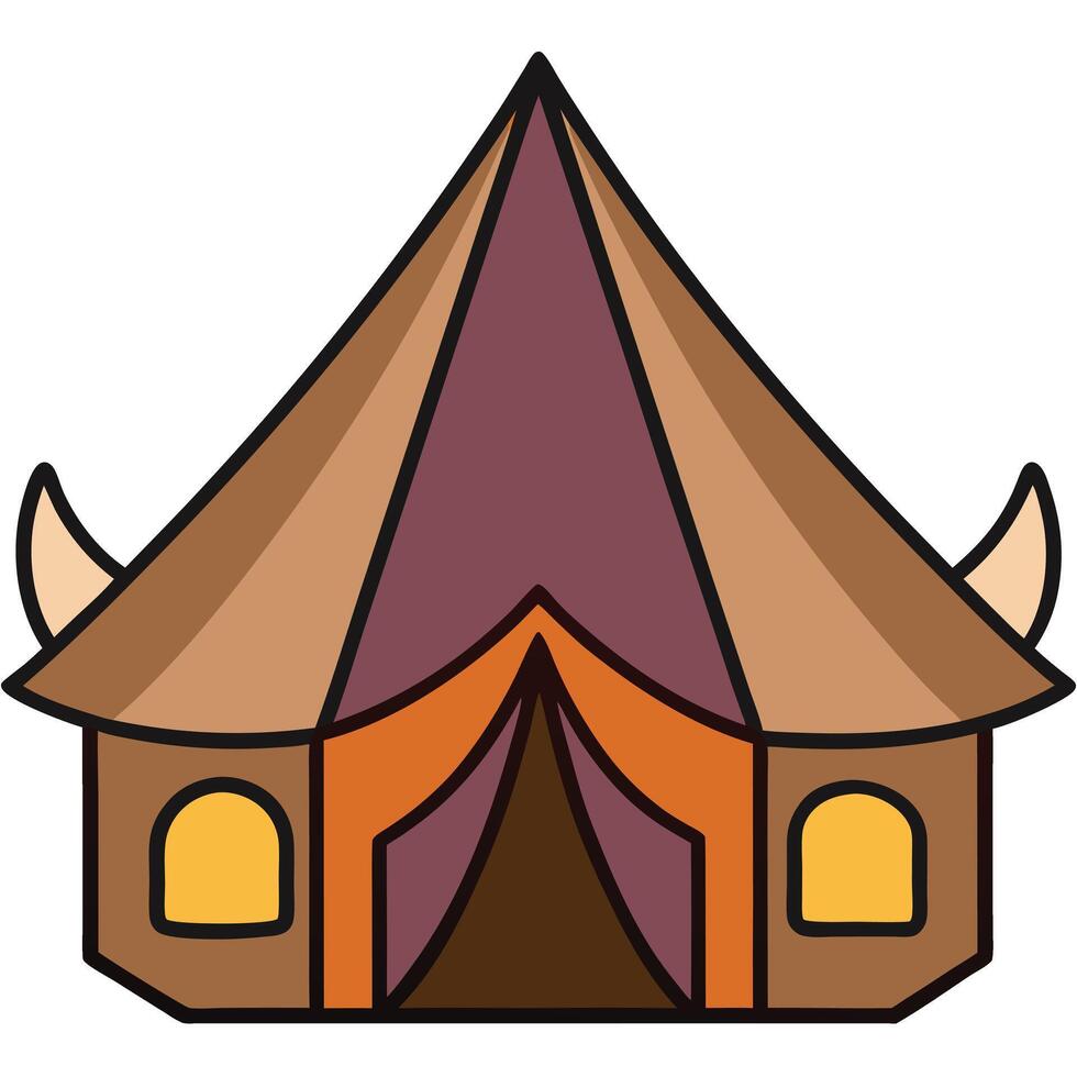 A tent with horns on top of it vector