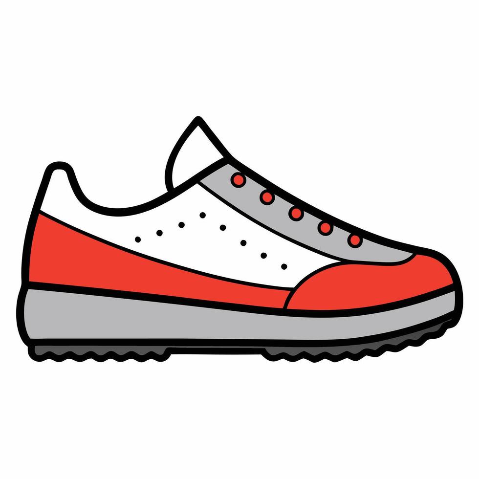 A cartoon red and white shoe vector