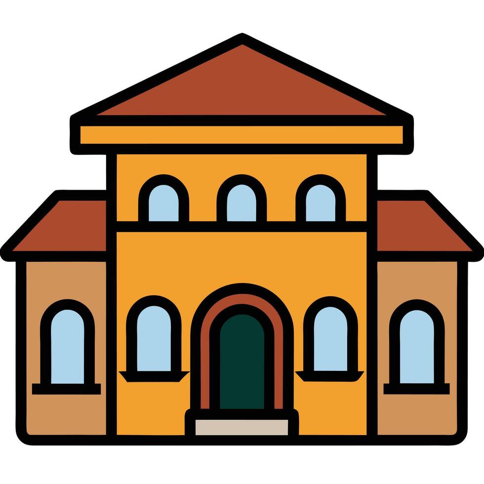 A house with a red door and windows vector