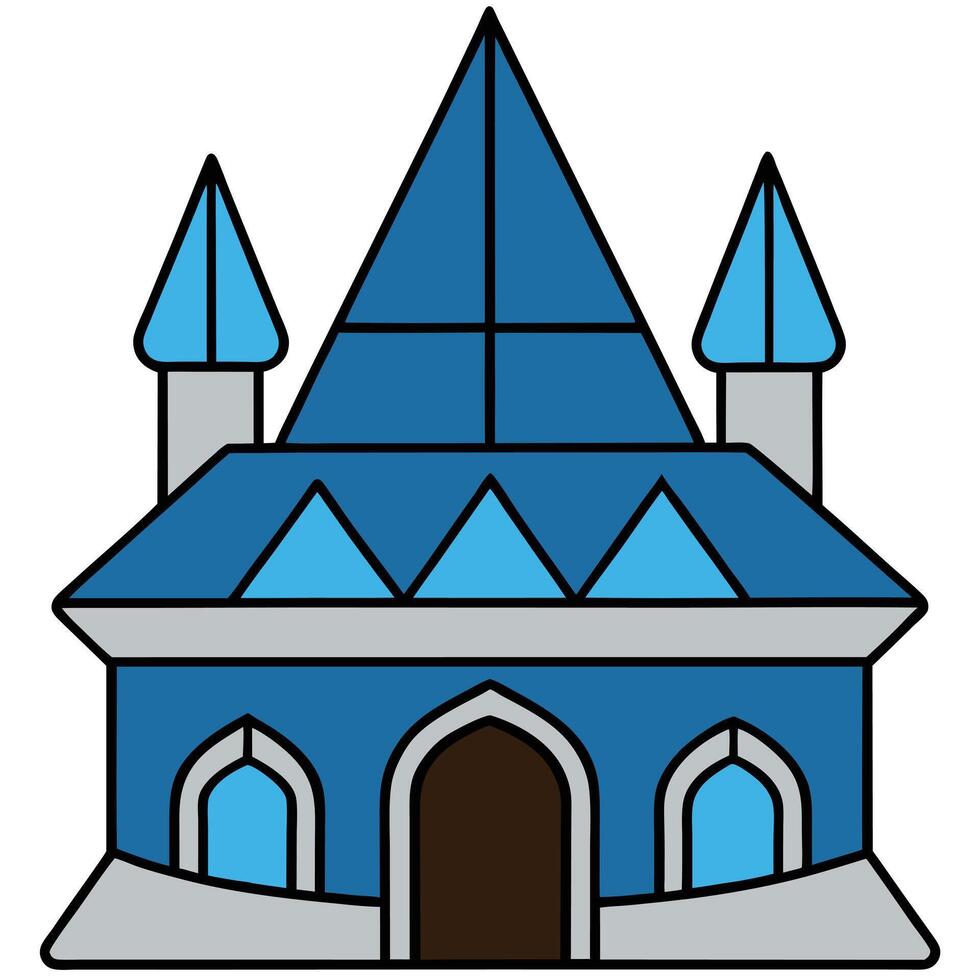 A castle with blue roof and windows vector