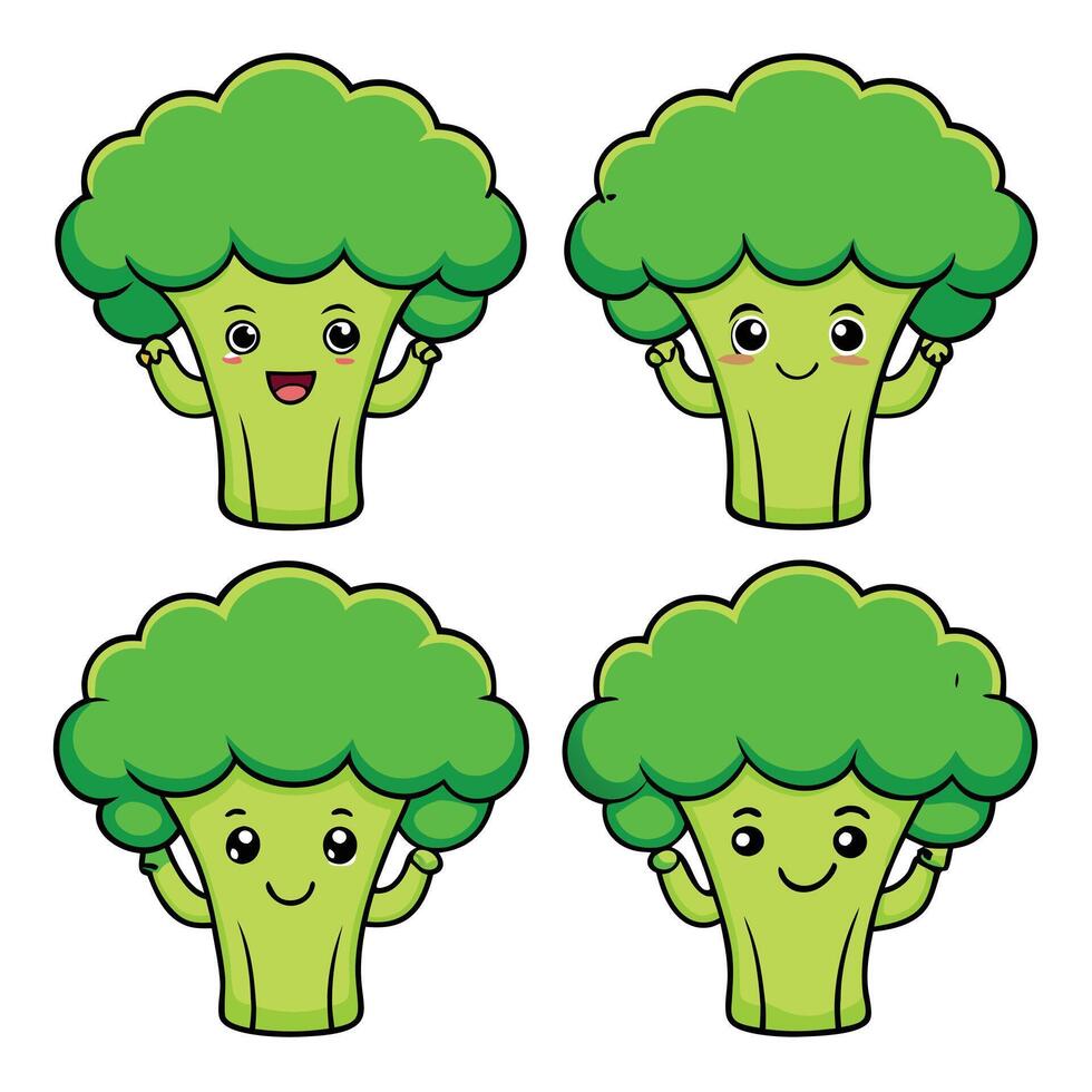 Cute broccoli illustration vector