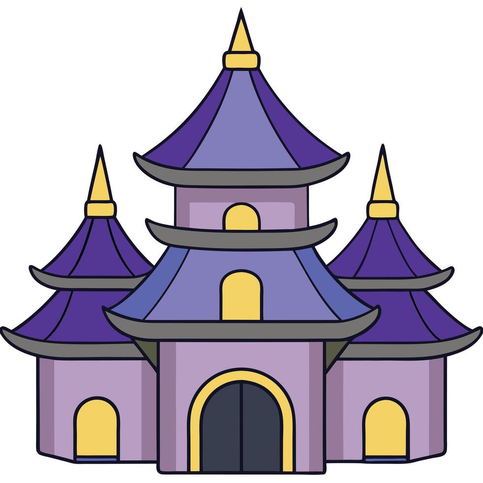 A purple building with two towers vector