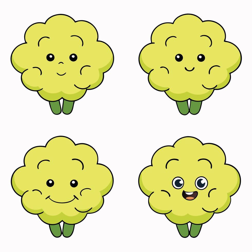 Cartoon cabbage character set illustration vector