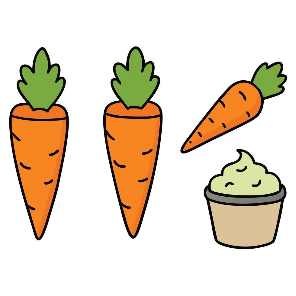 Carrots and cupcake icon set vector