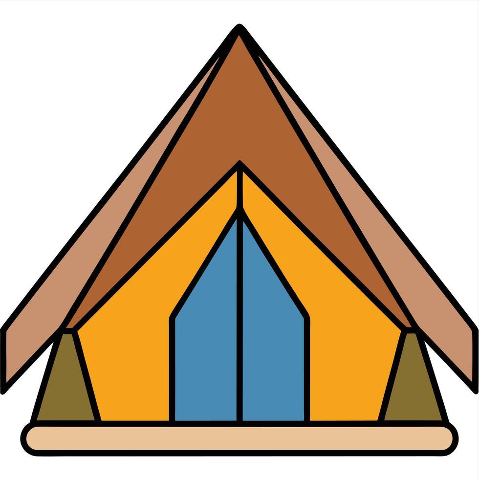 A tent with a roof and windows vector