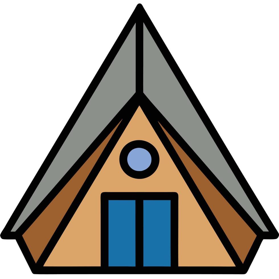 A small house with a roof and windows vector