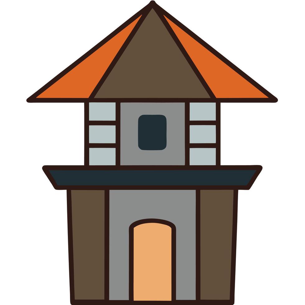 A house with a roof and a door on it vector